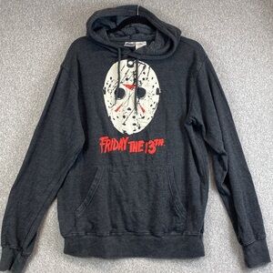 Friday the 13th hoodie Jason gray M Halloween retro graphic horror movie slasher